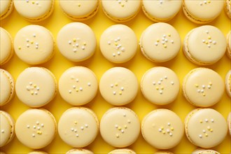Yellow French Macaron sweets, AI generated