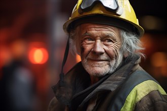 Elderly firefighter. AI generated