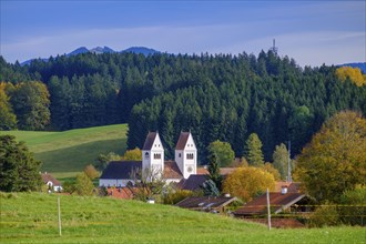 Steingaden Monastery, from the Panorama Trail, Upper Bavaria. Bavaria, Germany, Europe