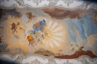 Ceiling painting, interior view of the Catholic parish church, Minster of Our Lady, Lindau Island,