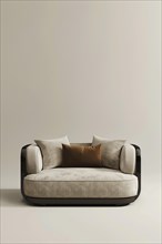 Trendy sofa isolated. Vertical shot. AI generated