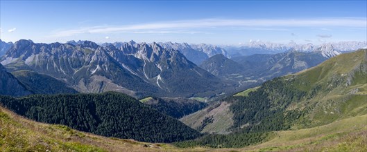 Mountain panorama, view from the Carnic main ridge, view of the mountain peaks of Cresta Righile