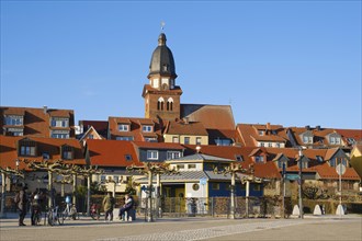 Town view with St. Mary's Church, Waren, Mueritz, Mecklenburg Lake District, Mecklenburg,