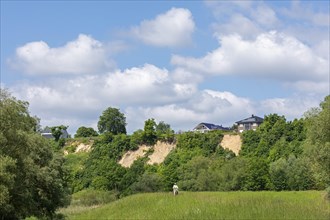 Elbe riverbank, Boize riverbank, Elbe cycle path, cyclist, Boizenburg, Mecklenburg-Vorpommern,