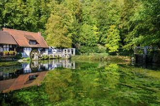 Hammerschmiede, mill, Blautopfhaus, at the Blautopf, Blaubeuren, Swabian Alb, Baden-Wuerttemberg,