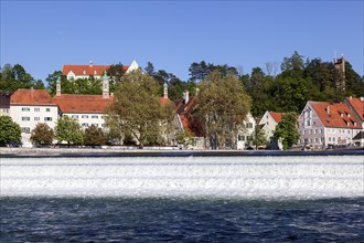 Historic old town centre of Landsberg am Lech, in front of the Lech weir, Upper Bavaria, Bavaria,