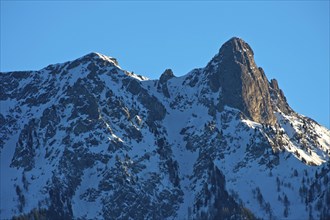 Snow-covered mountain range with the summit Pierre Avoi, Verbier, Valais, Switzerland, Europe