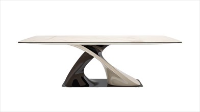 An abstractly designed modern table with a two-tone base, AI generated