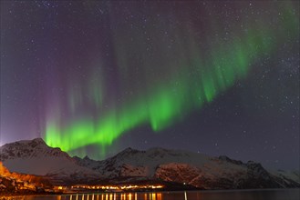 Northern Lights in the Lyngenfjord, Norway, Europe