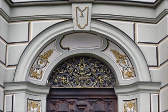 Entrance gate, Basilica of St Alexander and St Theodor, Ottobeuren Monastery, Allgaeu, Swabia,