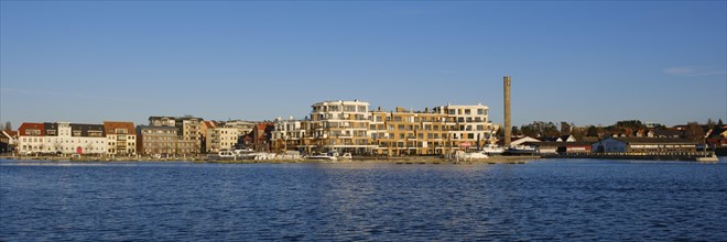 Panorama at the city harbour of the Mueritzsee, Waren, Mueritz, Mecklenburg Lake District,