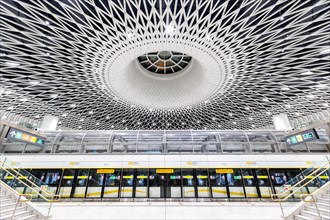 Shenzhen Metro modern architecture in public transport underground station Gangxia North in