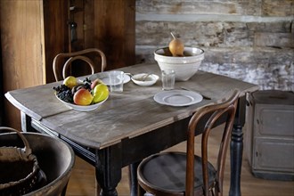 Fort Dodge, Iowa, A dining table in the Carlson-Richey Cabin at the Fort Museum and Frontier