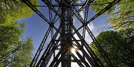 View of the Muengsten Bridge, the highest railway bridge in Germany between Solingen and Remscheid,