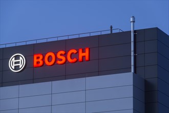 Logo of Robert Bosch GmbH on the facade of a building, Waiblingen, Baden-Wuerttemberg, Germany,