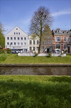 Houses on Mittelburggraben in Friedrichstadt, North Friesland district, Schleswig-Holstein,