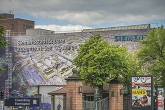 Siemens AG, Poster at the construction site of Siemens-Square, Rohrdamm, Siemensstadt, Spandau,