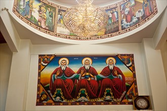 Painting inside an Ethiopian orthodox church, Nairobi, Kenya, Africa