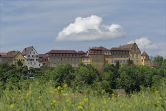 View of the old town and the castle in Kirchberg an der Jagst, Jagsttal, Jagststeig, hiking,