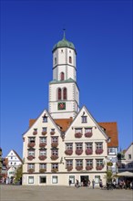 Market square, St Martin's parish church, old town centre of Biberach, Upper Swabia,