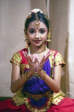 Indian dancer, 10 years old, dances Indian classical dance, portrait, Thekkady, Kerala, India, Asia