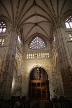 Cathedral, Old Town, Bilbao, Basque Country, Spain, Europe, Interior of a Gothic church with rose