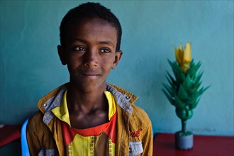 Boy selling a plastic flower, child work, ethiopia