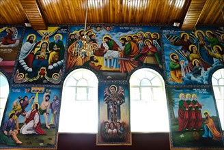 Paintings inside an eritrean orthodox church, Nairobi, Kenya, Africa
