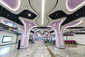 Chengdu Metro underground station Jincheng Avenue modern public transport architecture in Chengdu,