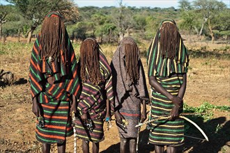 Teenage boys following their initiation rite, tradition of the Pokot tribe, Kenya, Africa