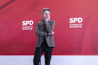 Rolf Muetzenich, SPD parliamentary group leader, recorded as part of a press statement in front of