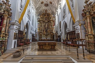 Interior and altar of the parish church of the Assumption of the Virgin Mary, Landsberg am Lech,