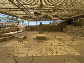 View of remains of megaron with vestibule connected main room of chambers of king In excavation