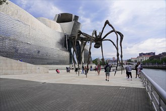 Guggenheim Museum, Bilbao, Basque Country, Spain, Europe, A large spider sculpture in front of a