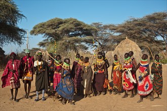 Dance performed by men and women from the Turkana tribe, Kenya, Africa
