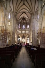 Cathedral, Old Town, Bilbao, Basque Country, Spain, Europe, Interior of a Gothic church with high