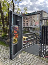 Germany, Berlin, 26.04.2024, Ringbahn trench of the S-Bahn, open service gate, S-Bahn, view to