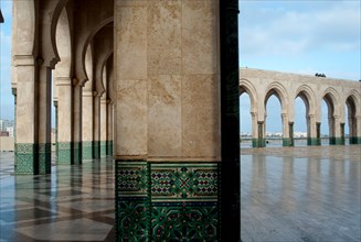 Pillars of the Hassan II mosque, Casablanca, Morocco, Africa