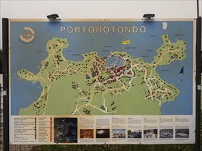 Information board, Porto Rotondo, Sardinia, Italy, Europe