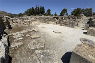 View of ruins in north-eastern part of excavation site on hill of Phaistos of Minoan culture