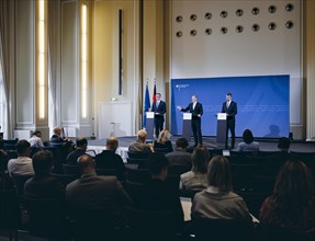 Christian Lindner (FDP), Federal Minister of Finance, photographed during a press conference on tax