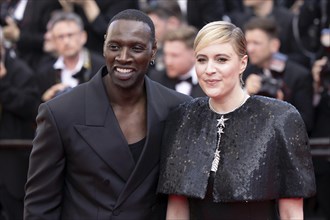 Cannes, France, 16.5.2024: Omar Sy and Greta Gerwig at the premiere of Megalopolis on the red