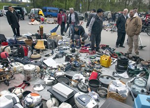Items of all kinds are offered at a flea market in Gelsenkirchen on 12/04/2015, Gelsenkirchen,