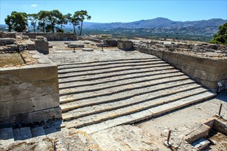 View of Propylaea monumental grand staircase flight of steps to in front of ancient palace in