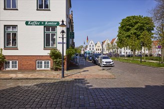 Kaffe-Kontor am Markt in Friedrichstadt, Nordfriesland district, Schleswig-Holstein, Germany,