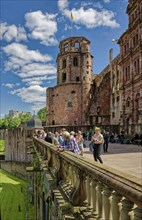 Heidelberg Bell Tower and Castle Ruins, Heidelberg Castle, Heidelberg, Baden-Wuerttemberg, Germany,