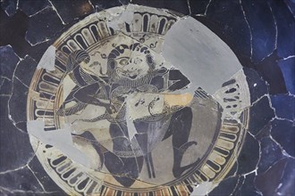 Attic Bowl, Broken ancient bowl with a mythological figure in the centre, Interiors, Archaeological