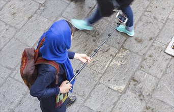 An Iranian woman takes a selfie photo on 30/03/2015, Tehran, Iran, Asia