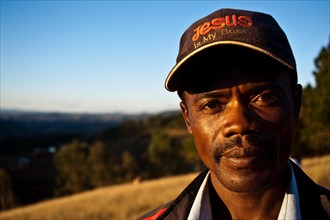 Malagasy christian man, Jesus is my boss cap, man from the Betsileo ethnic group, Madagascar,