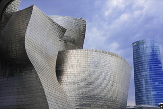 Guggenheim Museum Bilbao on the banks of the Nervion River, architect Frank O. Gehry, Bilbao, Large